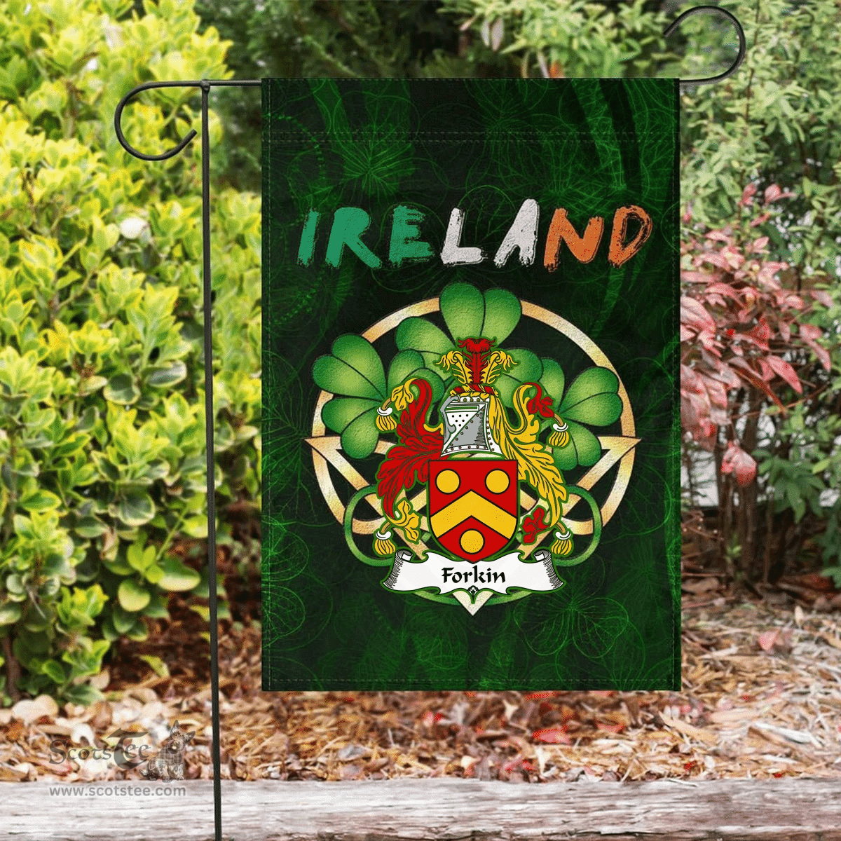 ScotsTee Shop Irish Forkin Coat of Arms Irish Pride Garden Flag Irish Shamrock Flag