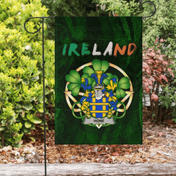 ScotsTee Shop Irish Hone or O'Hone Coat of Arms Irish Pride Garden Flag Irish Shamrock Flag