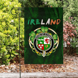 ScotsTee Shop Irish House of O'CONRY Coat of Arms Irish Pride Garden Flag Irish Shamrock Flag