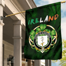 ScotsTee Shop Irish House of O'DAVOREN Coat of Arms Irish Pride Garden Flag Irish Shamrock Flag