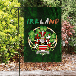 ScotsTee Shop Irish Harrison Coat of Arms Irish Pride Garden Flag Irish Shamrock Flag