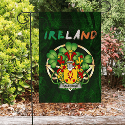 ScotsTee Shop Irish Haltridge Coat of Arms Irish Pride Garden Flag Irish Shamrock Flag