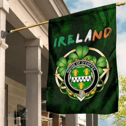 ScotsTee Shop Irish House of O'COFFEY Coat of Arms Irish Pride Garden Flag Irish Shamrock Flag