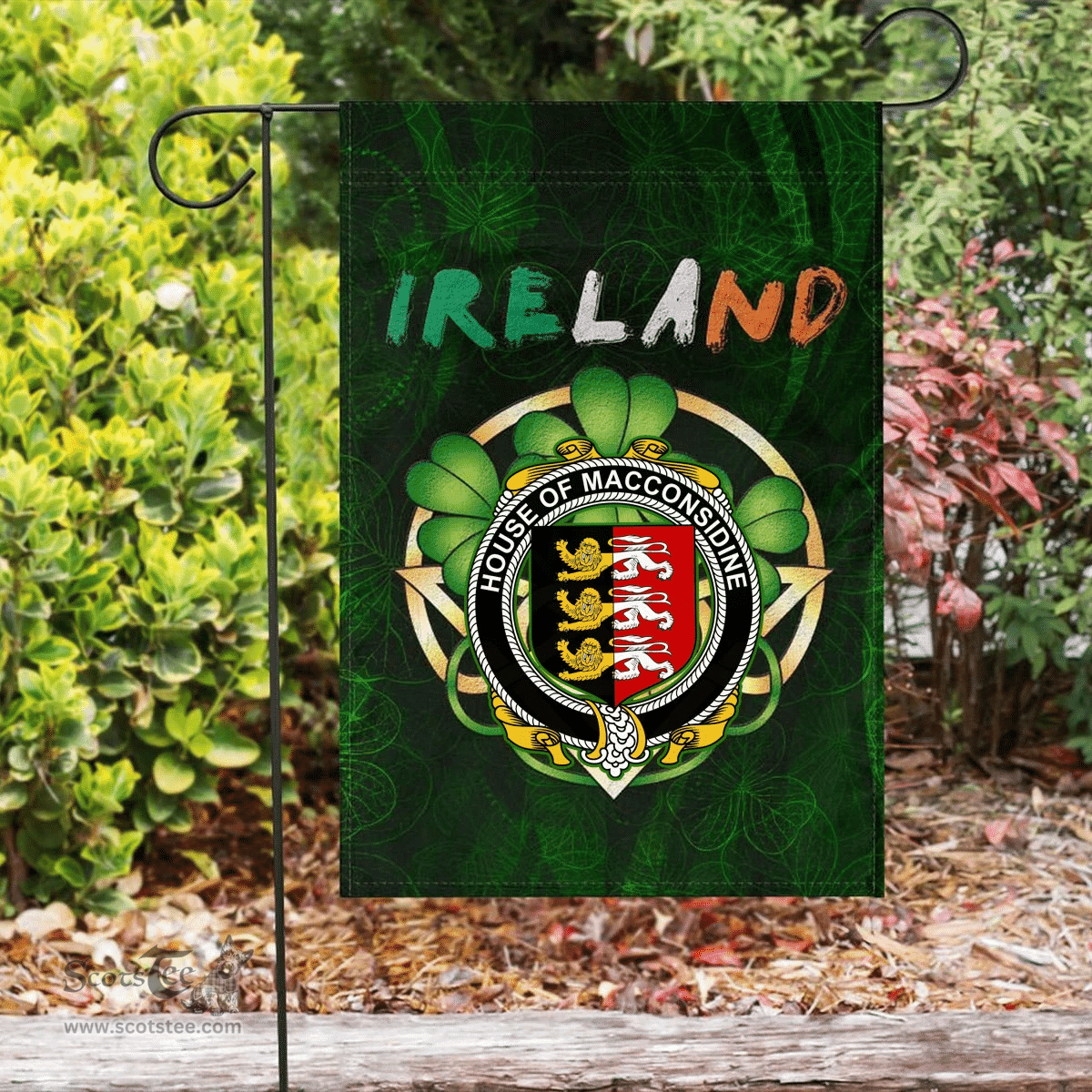 ScotsTee Shop Irish House of MACCONSIDINE Coat of Arms Irish Pride Garden Flag Irish Shamrock Flag