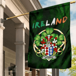 ScotsTee Shop Irish Hickman Coat of Arms Irish Pride Garden Flag Irish Shamrock Flag