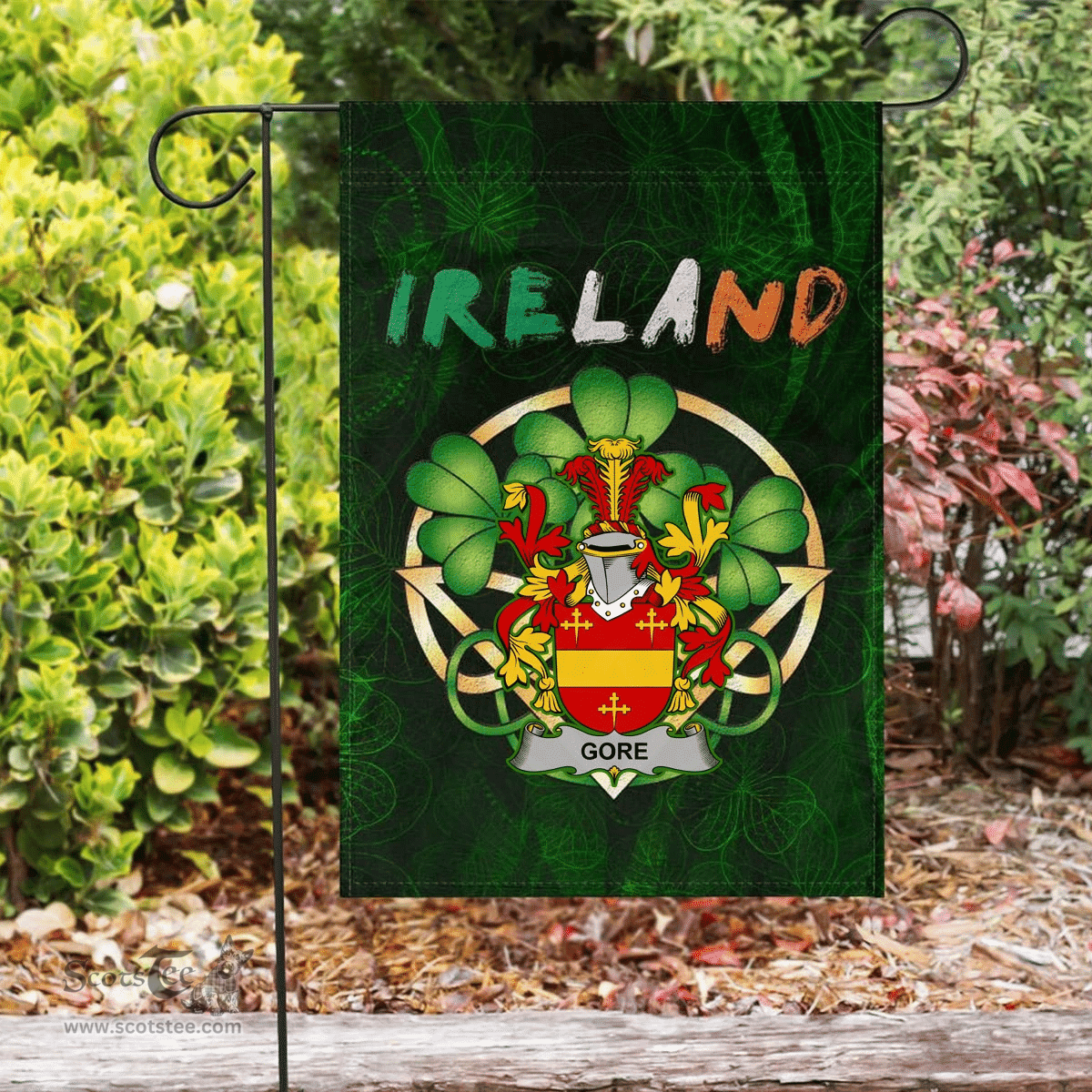 ScotsTee Shop Irish Gore Coat of Arms Irish Pride Garden Flag Irish Shamrock Flag