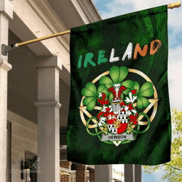 ScotsTee Shop Irish Hewson Coat of Arms Irish Pride Garden Flag Irish Shamrock Flag