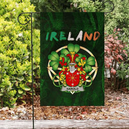 ScotsTee Shop Irish Harold or Harrell Coat of Arms Irish Pride Garden Flag Irish Shamrock Flag