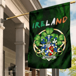 ScotsTee Shop Irish Holligan or O'Halligan Coat of Arms Irish Pride Garden Flag Irish Shamrock Flag