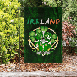 ScotsTee Shop Irish Meldon or Muldoon Coat of Arms Irish Pride Garden Flag Irish Shamrock Flag
