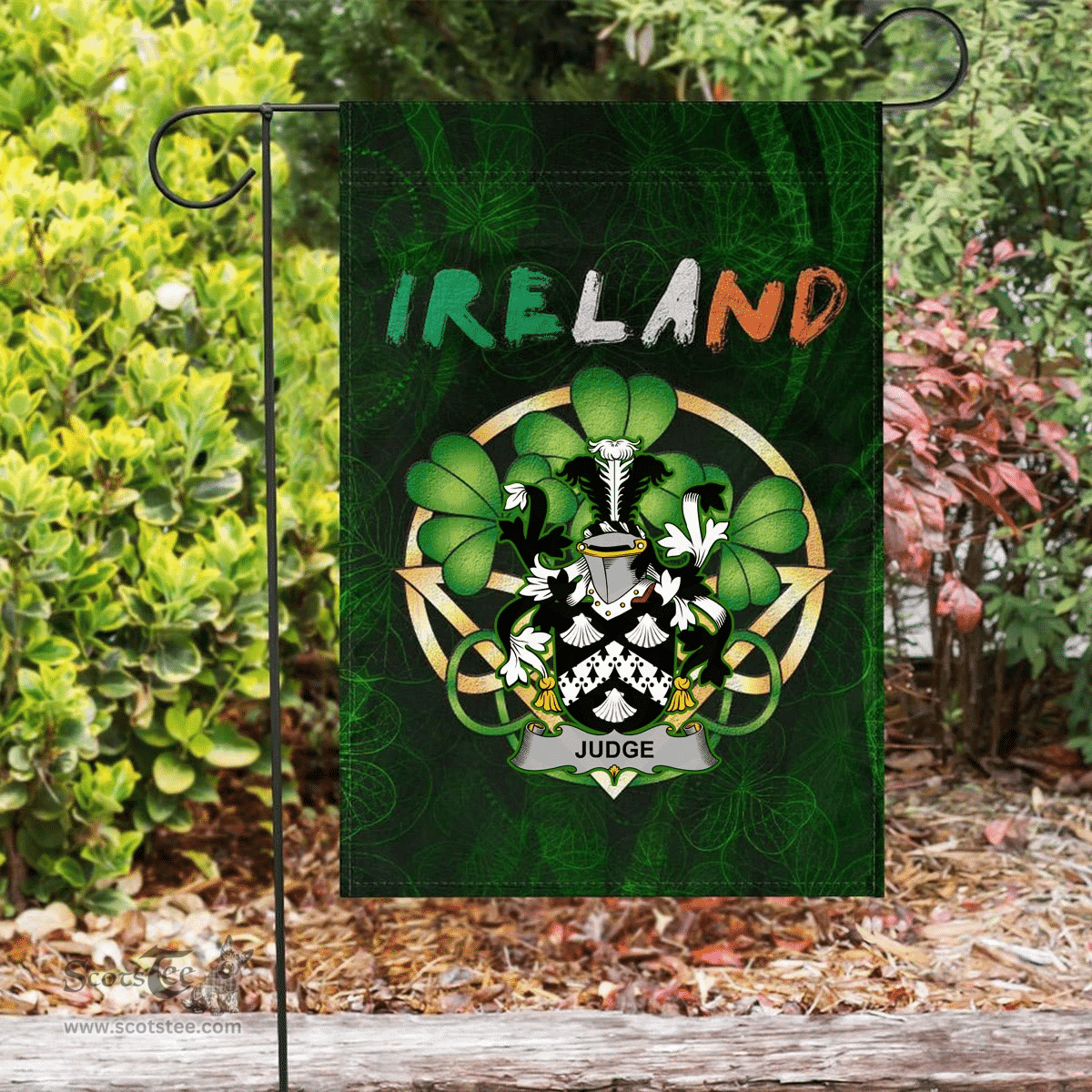 ScotsTee Shop Irish Judge Coat of Arms Irish Pride Garden Flag Irish Shamrock Flag