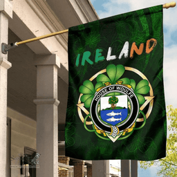 ScotsTee Shop Irish House of WOULFE Coat of Arms Irish Pride Garden Flag Irish Shamrock Flag