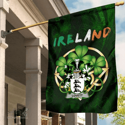 ScotsTee Shop Irish Lovett Coat of Arms Irish Pride Garden Flag Irish Shamrock Flag
