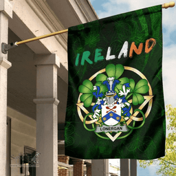 ScotsTee Shop Irish Lonergan or O'Lonergan Coat of Arms Irish Pride Garden Flag Irish Shamrock Flag