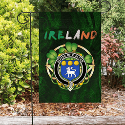 ScotsTee Shop Irish House of O'FLYNN Coat of Arms Irish Pride Garden Flag Irish Shamrock Flag