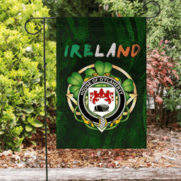 ScotsTee Shop Irish House of O'FLAHERTY Coat of Arms Irish Pride Garden Flag Irish Shamrock Flag