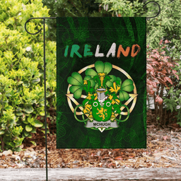ScotsTee Shop Irish McHugh or MacHugh Coat of Arms Irish Pride Garden Flag Irish Shamrock Flag