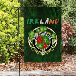 ScotsTee Shop Irish House of O'NAGHTEN Coat of Arms Irish Pride Garden Flag Irish Shamrock Flag
