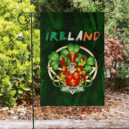 ScotsTee Shop Irish Jones Coat of Arms Irish Pride Garden Flag Irish Shamrock Flag