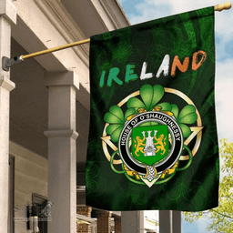 ScotsTee Shop Irish House of O'SHAUGNESSY Coat of Arms Irish Pride Garden Flag Irish Shamrock Flag
