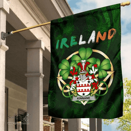 ScotsTee Shop Irish Kinnane or O'Kinane Coat of Arms Irish Pride Garden Flag Irish Shamrock Flag