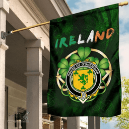 ScotsTee Shop Irish House of O'SHERIDAN Coat of Arms Irish Pride Garden Flag Irish Shamrock Flag