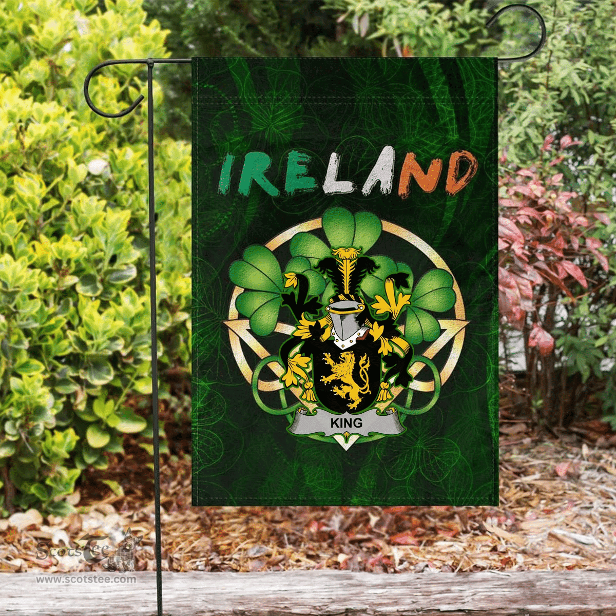 ScotsTee Shop Irish King Coat of Arms Irish Pride Garden Flag Irish Shamrock Flag