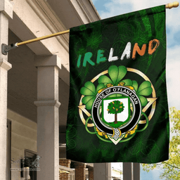 ScotsTee Shop Irish House of O'FLANAGAN Coat of Arms Irish Pride Garden Flag Irish Shamrock Flag