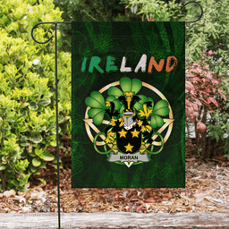 ScotsTee Shop Irish Moran or O'Moran Coat of Arms Irish Pride Garden Flag Irish Shamrock Flag