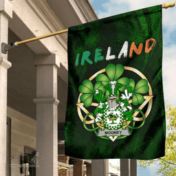 ScotsTee Shop Irish Mooney or O'Mooney Coat of Arms Irish Pride Garden Flag Irish Shamrock Flag