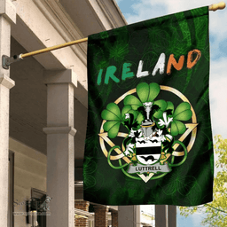 ScotsTee Shop Irish Luttrell Coat of Arms Irish Pride Garden Flag Irish Shamrock Flag