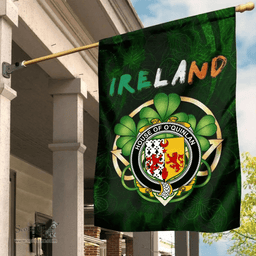 ScotsTee Shop Irish House of O'QUINLAN Coat of Arms Irish Pride Garden Flag Irish Shamrock Flag