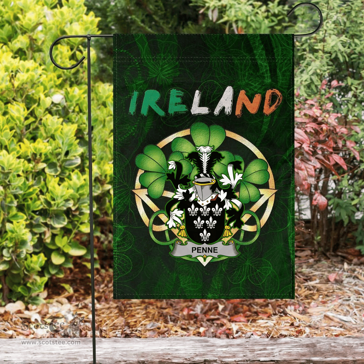 ScotsTee Shop Irish Penne or Penn Coat of Arms Irish Pride Garden Flag Irish Shamrock Flag