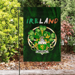 ScotsTee Shop Irish Mullady or O'Mullady Coat of Arms Irish Pride Garden Flag Irish Shamrock Flag