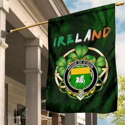 ScotsTee Shop Irish House of O'QUIN (Annaly) Coat of Arms Irish Pride Garden Flag Irish Shamrock Flag