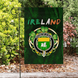 ScotsTee Shop Irish House of O'QUIN (Annaly) Coat of Arms Irish Pride Garden Flag Irish Shamrock Flag