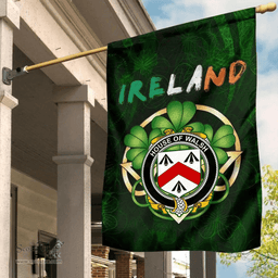 ScotsTee Shop Irish House of WALSH Coat of Arms Irish Pride Garden Flag Irish Shamrock Flag