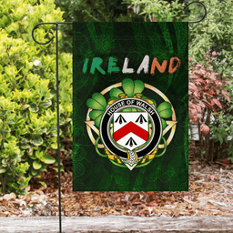 ScotsTee Shop Irish House of WALSH Coat of Arms Irish Pride Garden Flag Irish Shamrock Flag