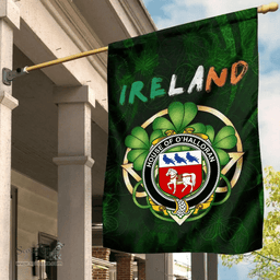 ScotsTee Shop Irish House of O'HALLORAN Coat of Arms Irish Pride Garden Flag Irish Shamrock Flag