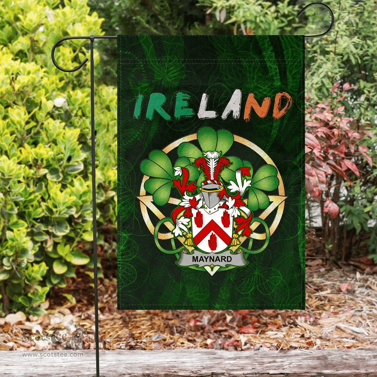 ScotsTee Shop Irish Maynard Coat of Arms Irish Pride Garden Flag Irish Shamrock Flag