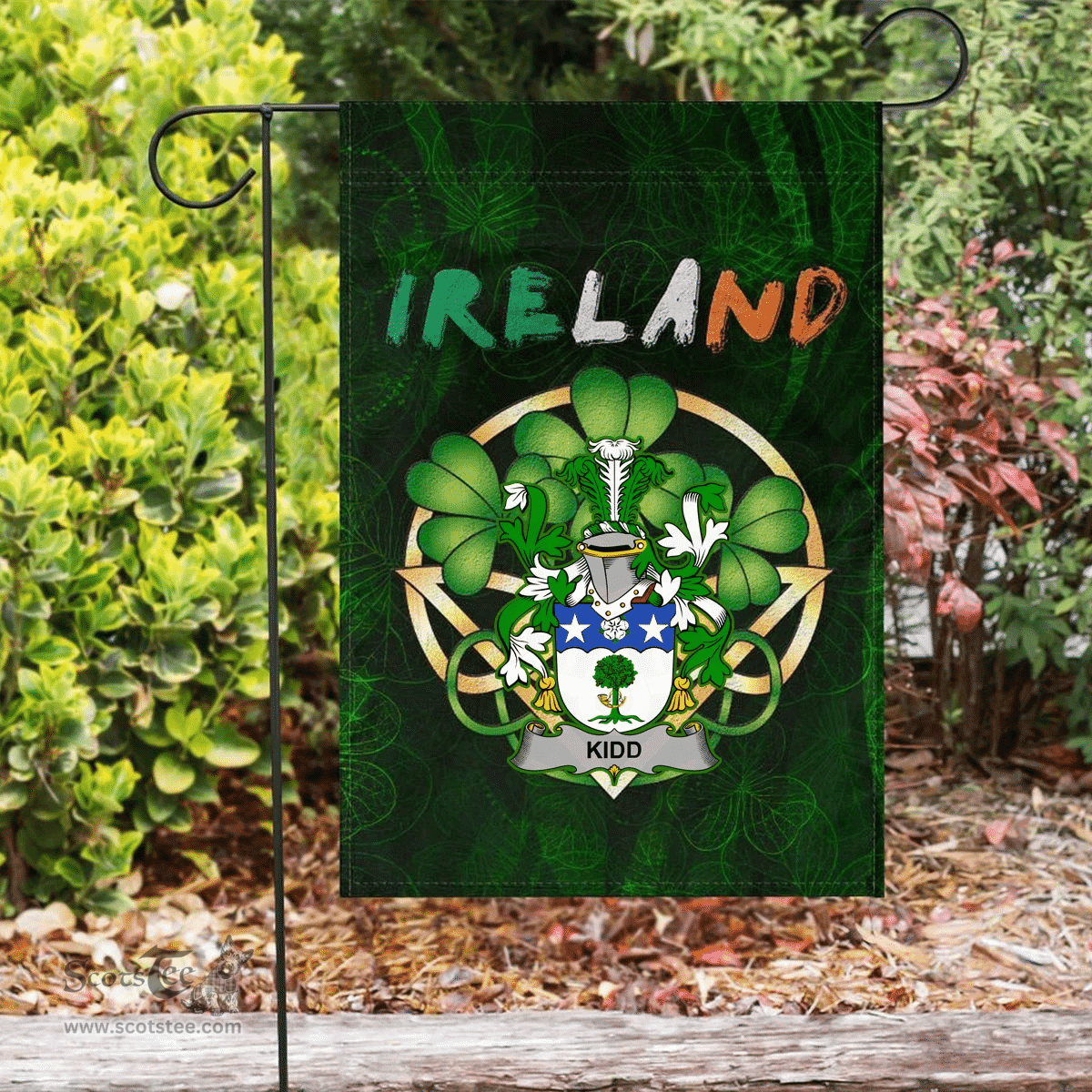 ScotsTee Shop Irish Kidd Coat of Arms Irish Pride Garden Flag Irish Shamrock Flag