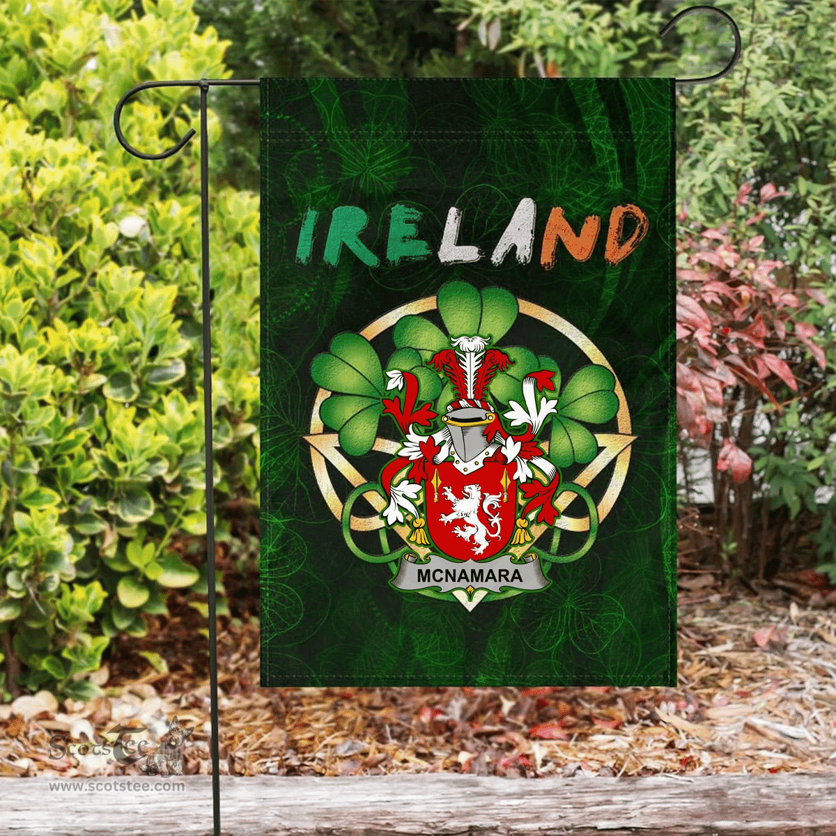 ScotsTee Shop Irish McNamara Coat of Arms Irish Pride Garden Flag Irish Shamrock Flag