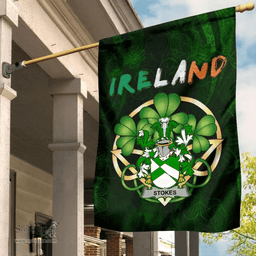ScotsTee Shop Irish Stokes Coat of Arms Irish Pride Garden Flag Irish Shamrock Flag