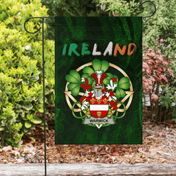 ScotsTee Shop Irish Warwick Coat of Arms Irish Pride Garden Flag Irish Shamrock Flag