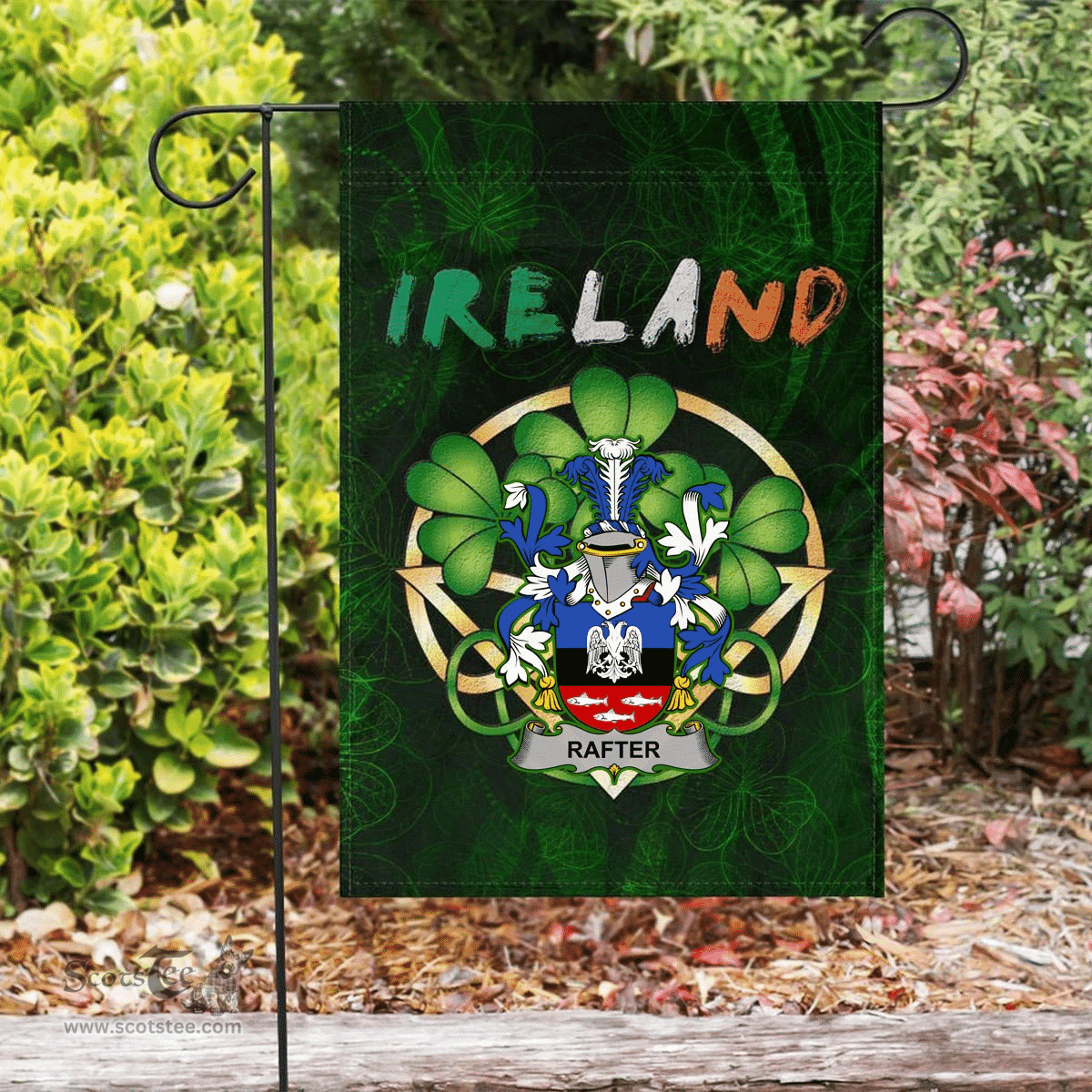 ScotsTee Shop Irish Rafter Coat of Arms Irish Pride Garden Flag Irish Shamrock Flag
