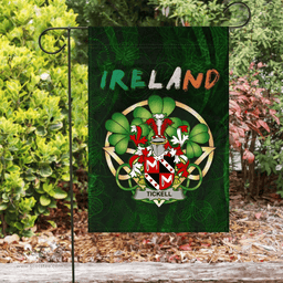 ScotsTee Shop Irish Tickell Coat of Arms Irish Pride Garden Flag Irish Shamrock Flag