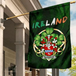 ScotsTee Shop Irish Wilkinson Coat of Arms Irish Pride Garden Flag Irish Shamrock Flag