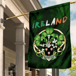 ScotsTee Shop Irish Woodford Coat of Arms Irish Pride Garden Flag Irish Shamrock Flag