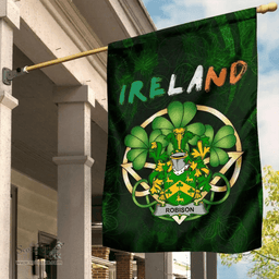 ScotsTee Shop Irish Robison or Robinson Coat of Arms Irish Pride Garden Flag Irish Shamrock Flag