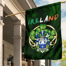 ScotsTee Shop Irish Scanlon or O'Scanlan Coat of Arms Irish Pride Garden Flag Irish Shamrock Flag